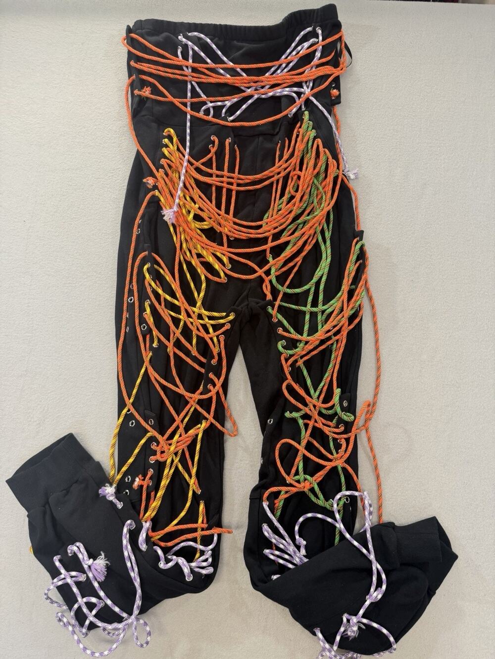 AKIRA XL Black Rope Lace Up Grommet Jogger Jumpsuit Rave Festival NWT